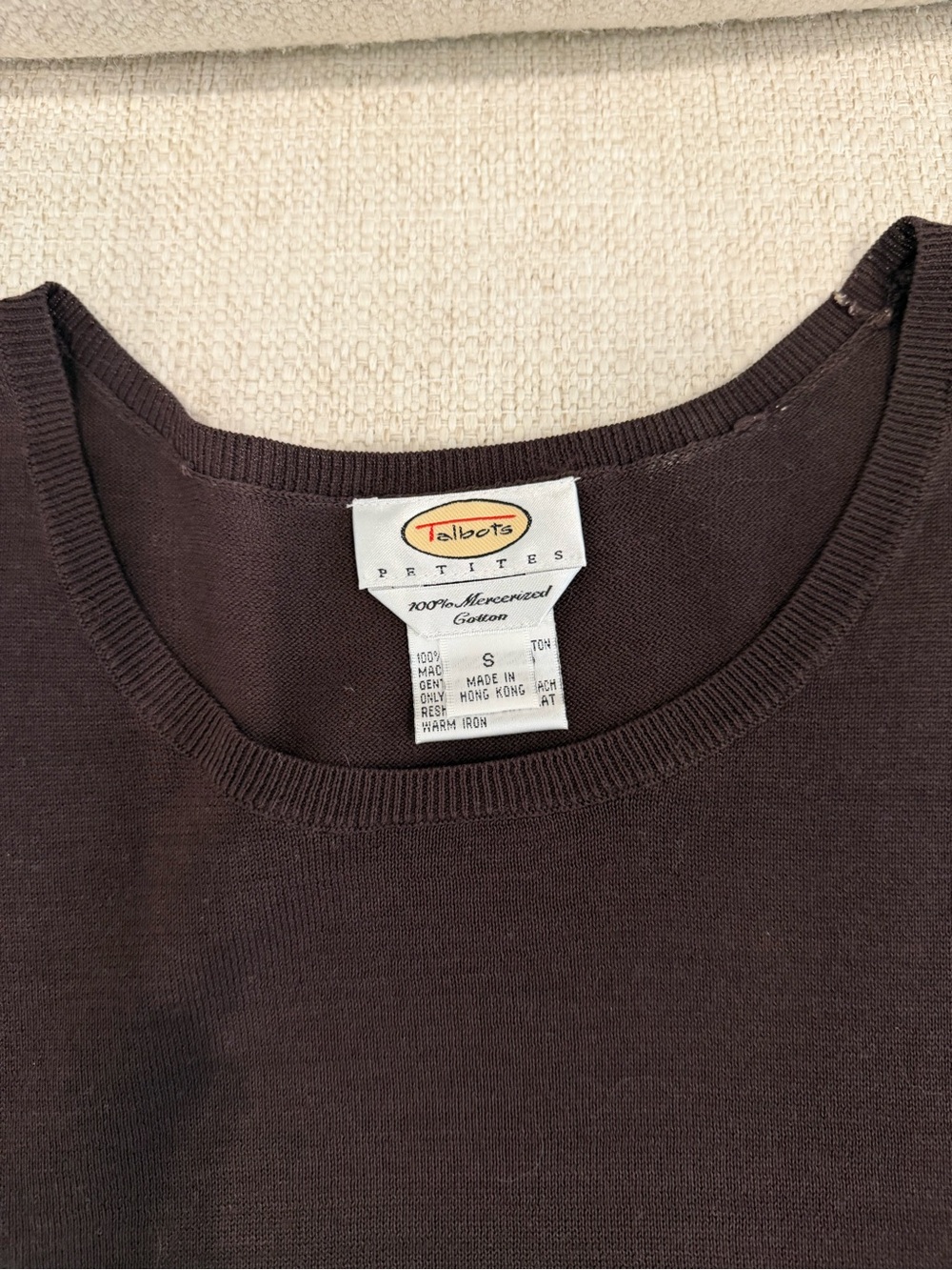Talbots Dark Brown Fine Gage Cotton Sweater - SM Petite - Picture 2 of 2